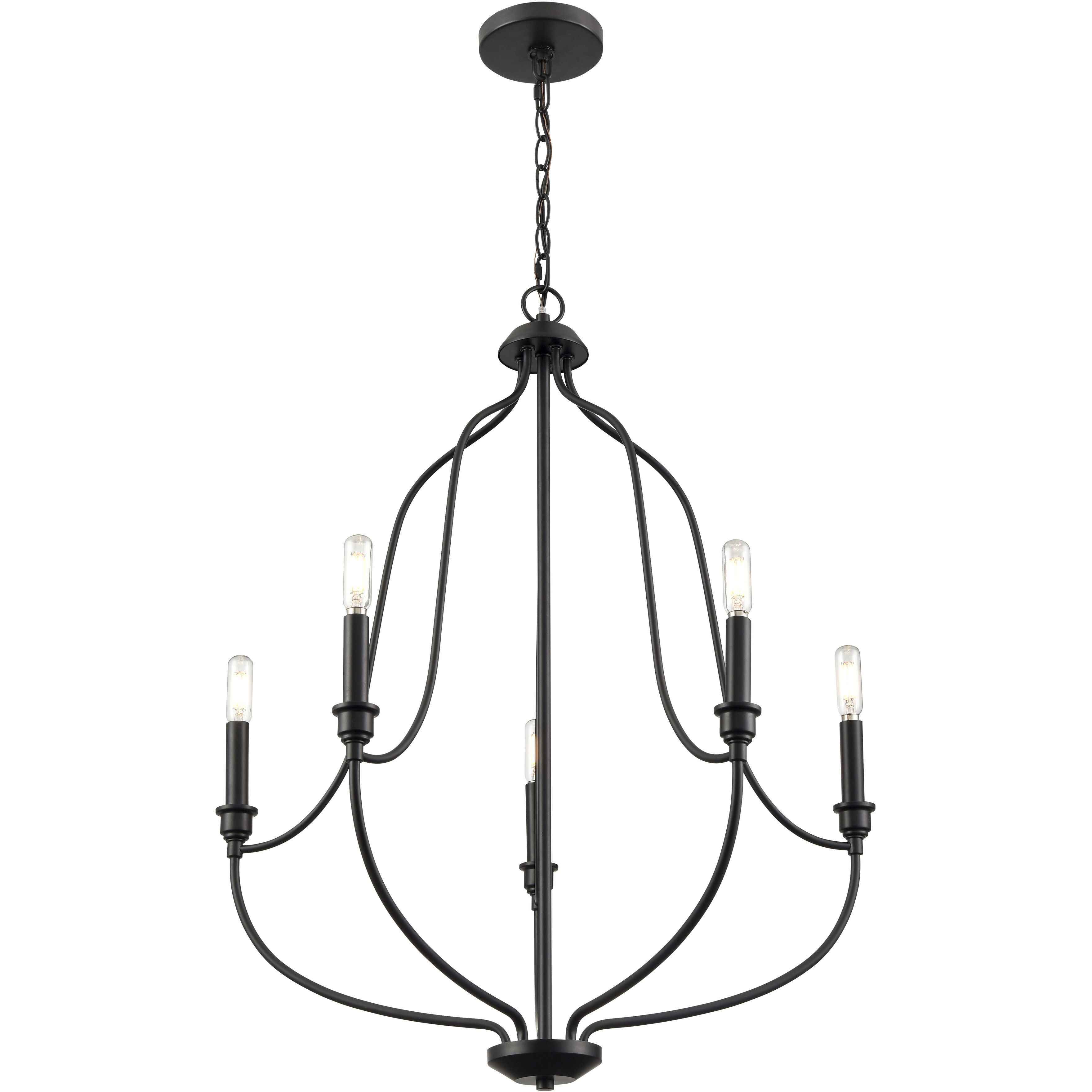 Senoia 5 Light 25 inch Matte Black Chandelier Ceiling Light